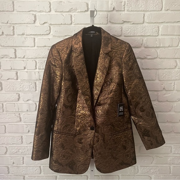Express Jackets & Blazers - Metallic Brocade Blazer in Gold & Black – Express Size XS (NWT)